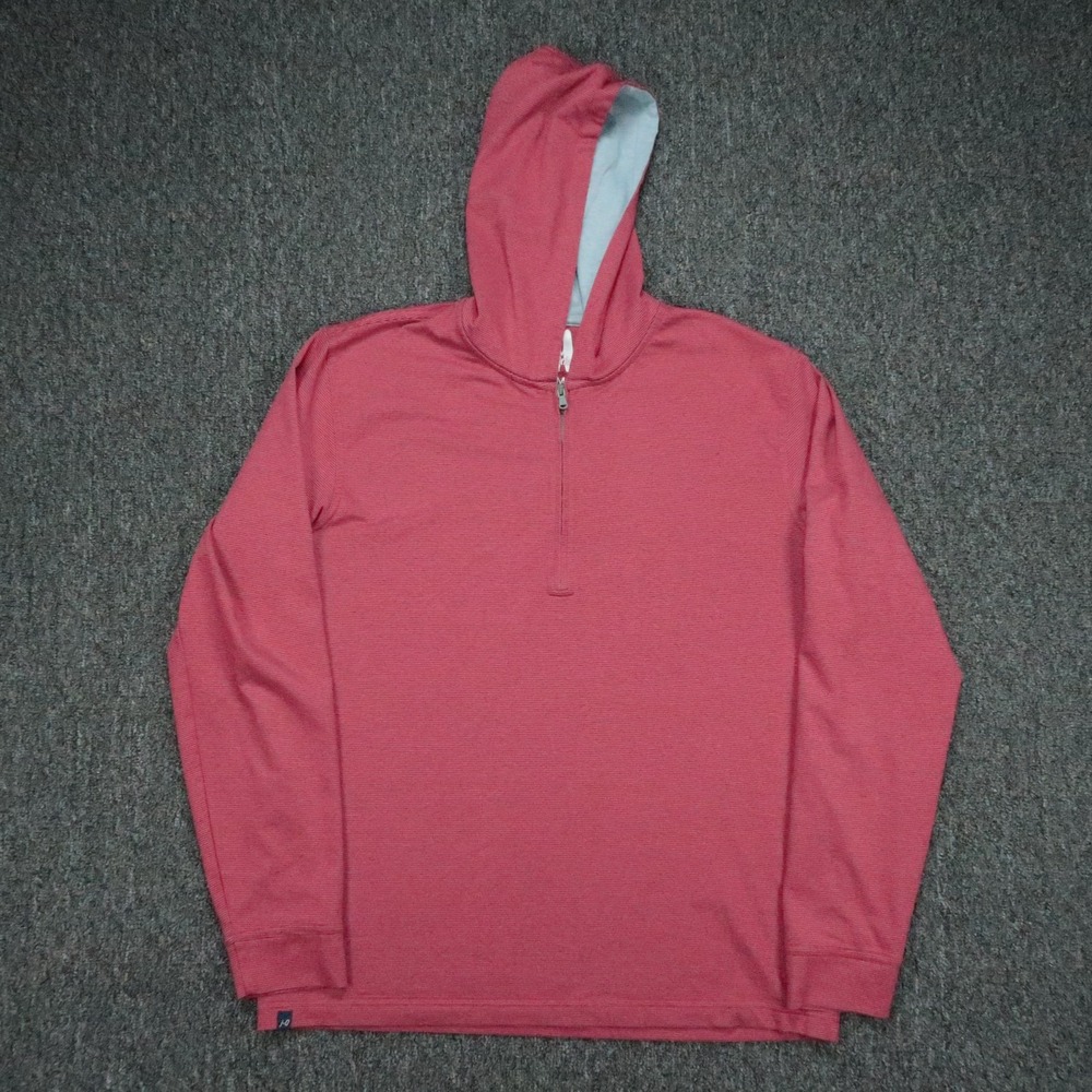 johnnie O Hoodie Mens Medium Red Finney Quarter Zip Hooded Pullover Stretch
